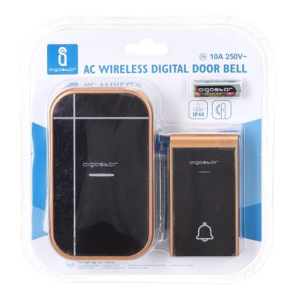 Aigostar - Бездротовий дверний дзвінок у розетку 230V/12V IP44 чорний