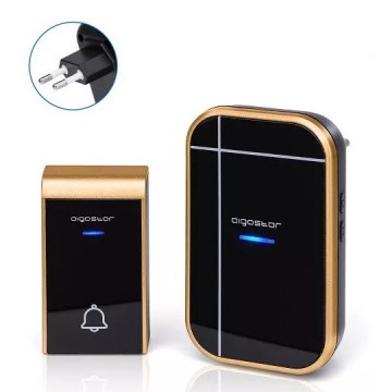 Aigostar - Бездротовий дверний дзвінок в розетку 230V/12V IP44 чорний
