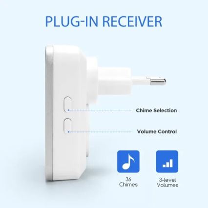 Aigostar - Бездротовий дверний дзвінок в розетку 230V білий