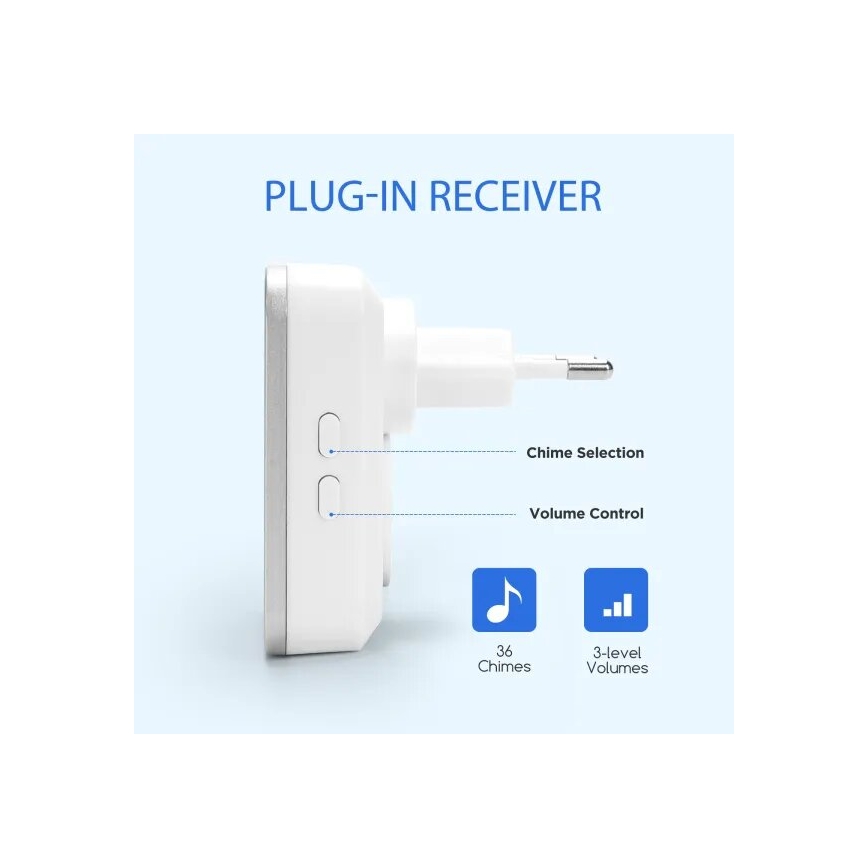 Aigostar - Бездротовий дверний дзвінок в розетку 230V білий
