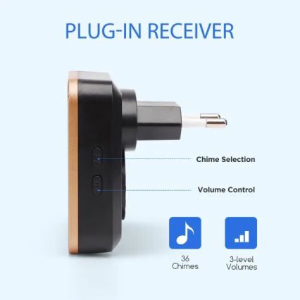 Aigostar - Бездротовий дверний дзвінок в розетку 230V чорний