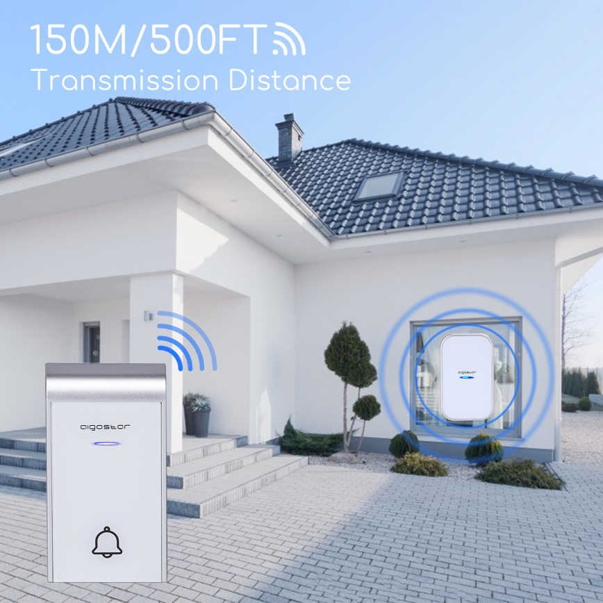 Aigostar - Бездротовий дверний дзвінок в розетку 230V IP44 білий