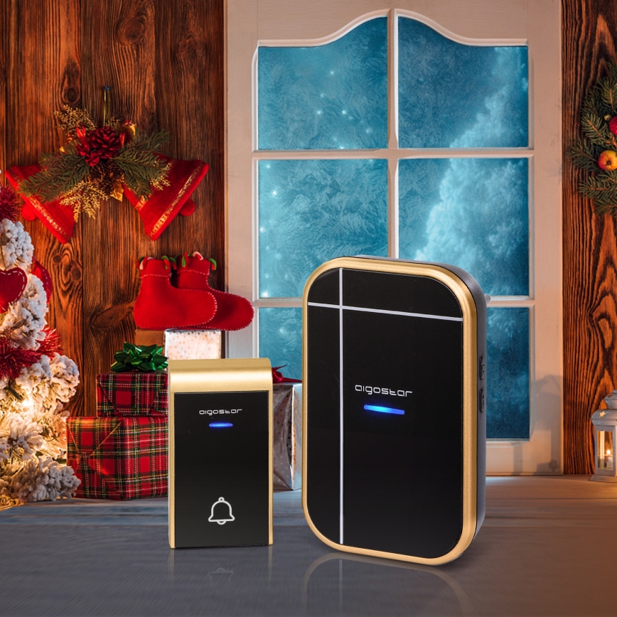 Aigostar - Бездротовий дверний дзвінок в розетку 230V IP44 чорний