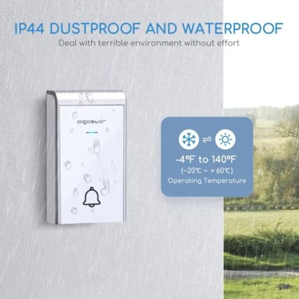 Aigostar - Бездротовий дзвінок 3xAA/12V IP44 білий/сріблястий