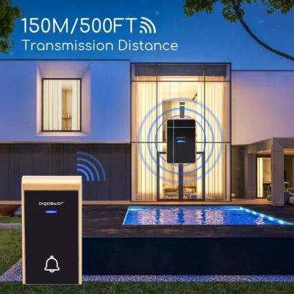 Aigostar - Бездротовий дзвінок 3xAA/12V IP44 чорний/міді