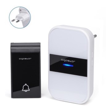 Aigostar - Бездротовий дзвінок у розетку 230В/12В IP44 білий/чорний
