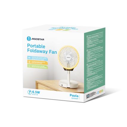 Aigostar - Бездротовий складний LED вентилятор з USB портом 6,5W/5V