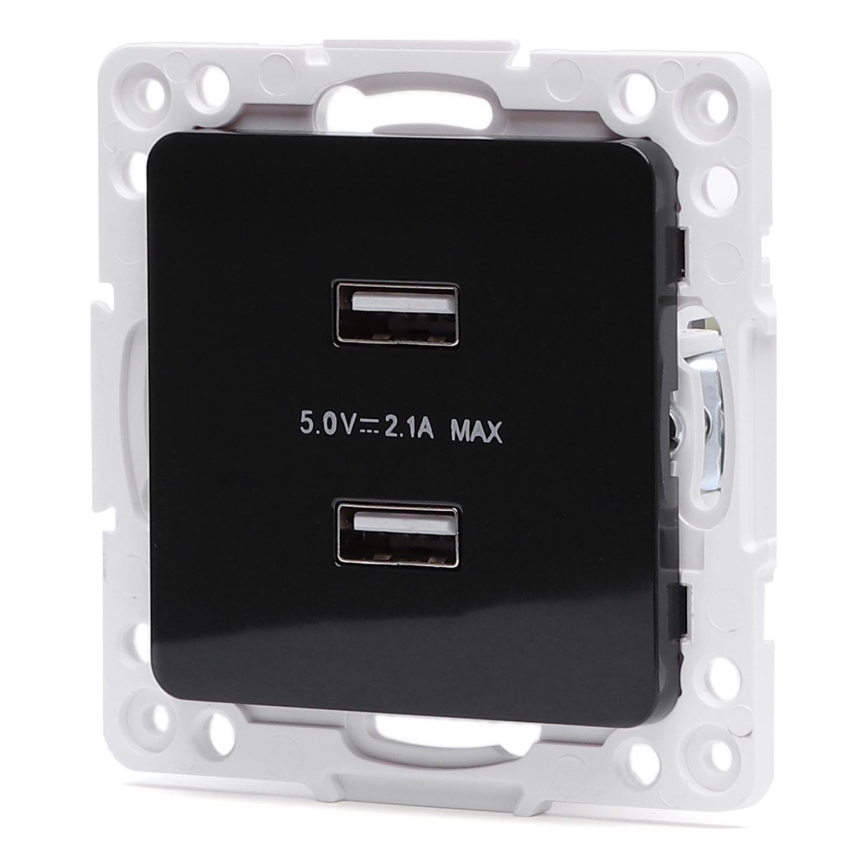 Aigostar - безрамна USB-розетка живлення 2x USB-A чорна