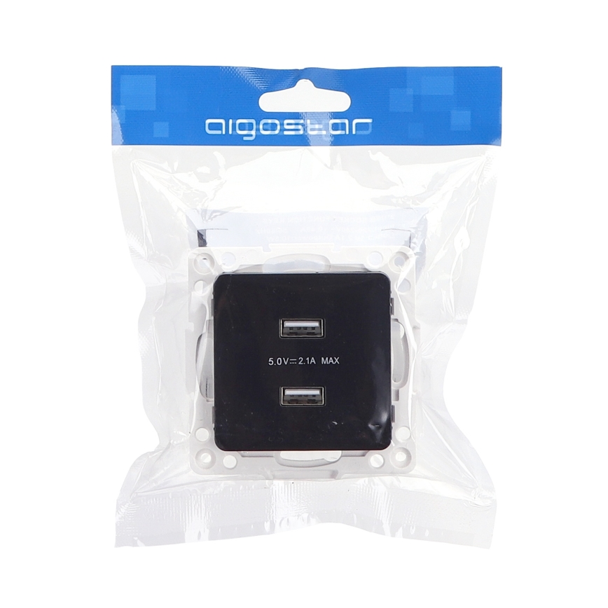 Aigostar - безрамна USB-розетка живлення 2x USB-A чорна