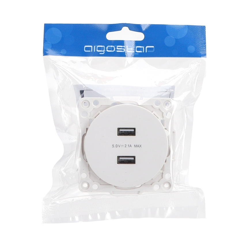 Aigostar - безрамочная USB-розетка 2x USB-A белая