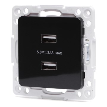 Aigostar - безрамочная USB-розетка, 2x USB-A, чёрная