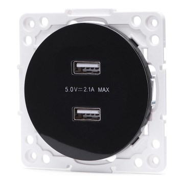 Aigostar - безрамочная USB-розетка питания 2x USB-A, чёрная