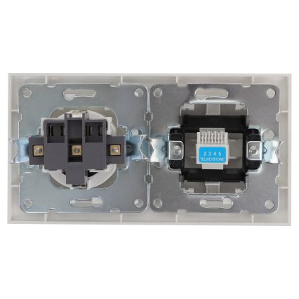 Aigostar - Біла Ethernet-розетка і розетка SCHUKO у рамці