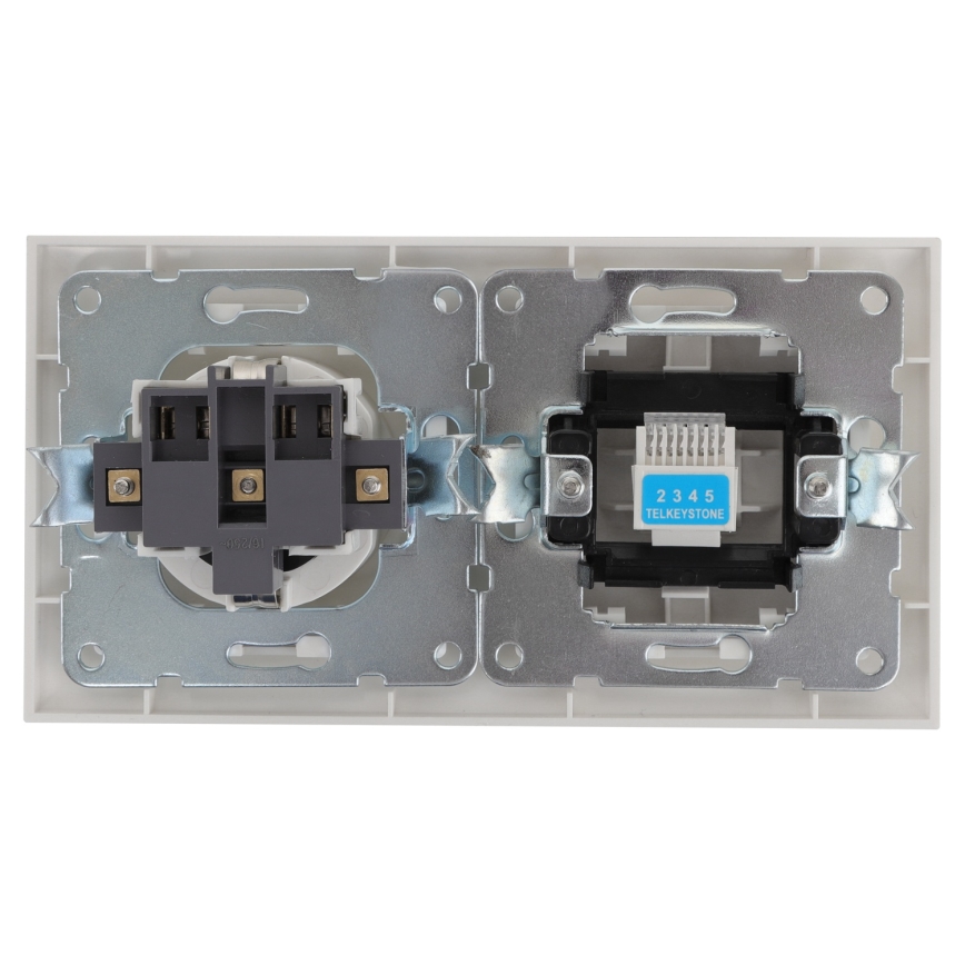 Aigostar - Біла Ethernet-розетка і розетка SCHUKO у рамці