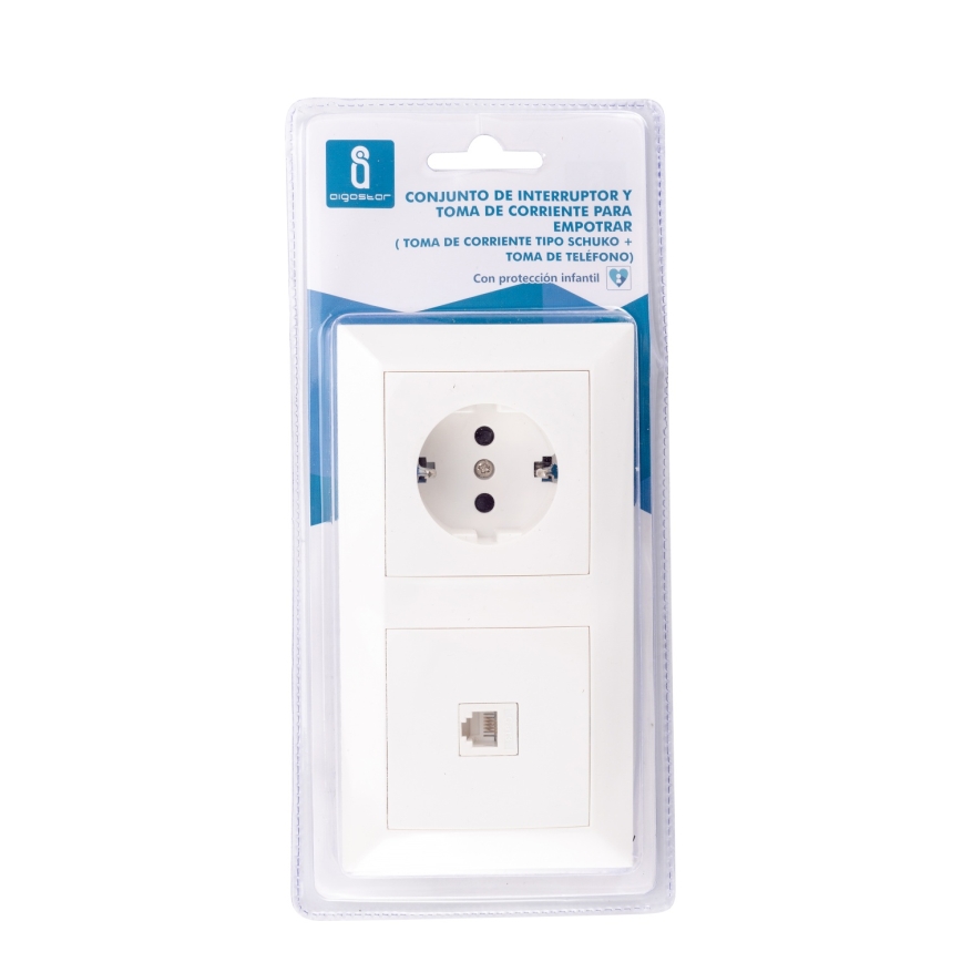 Aigostar - Біла Ethernet-розетка і розетка SCHUKO у рамці