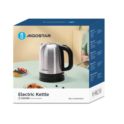 Aigostar - Чайник 1,7л 2200W/230V матовий хром