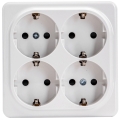 Aigostar - Чотирьохрозеткова настінна домашня розетка SCHUKO 250V біла
