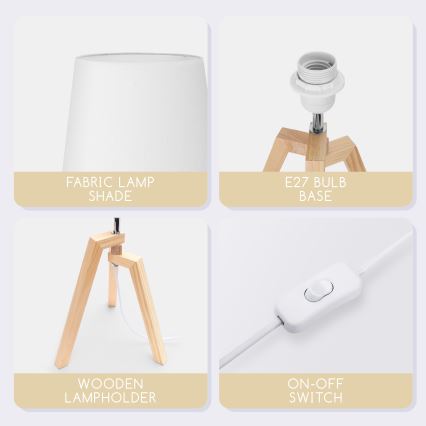 Aigostar - Дерев'яна настільна лампа 1xE27/60W/230V сосна