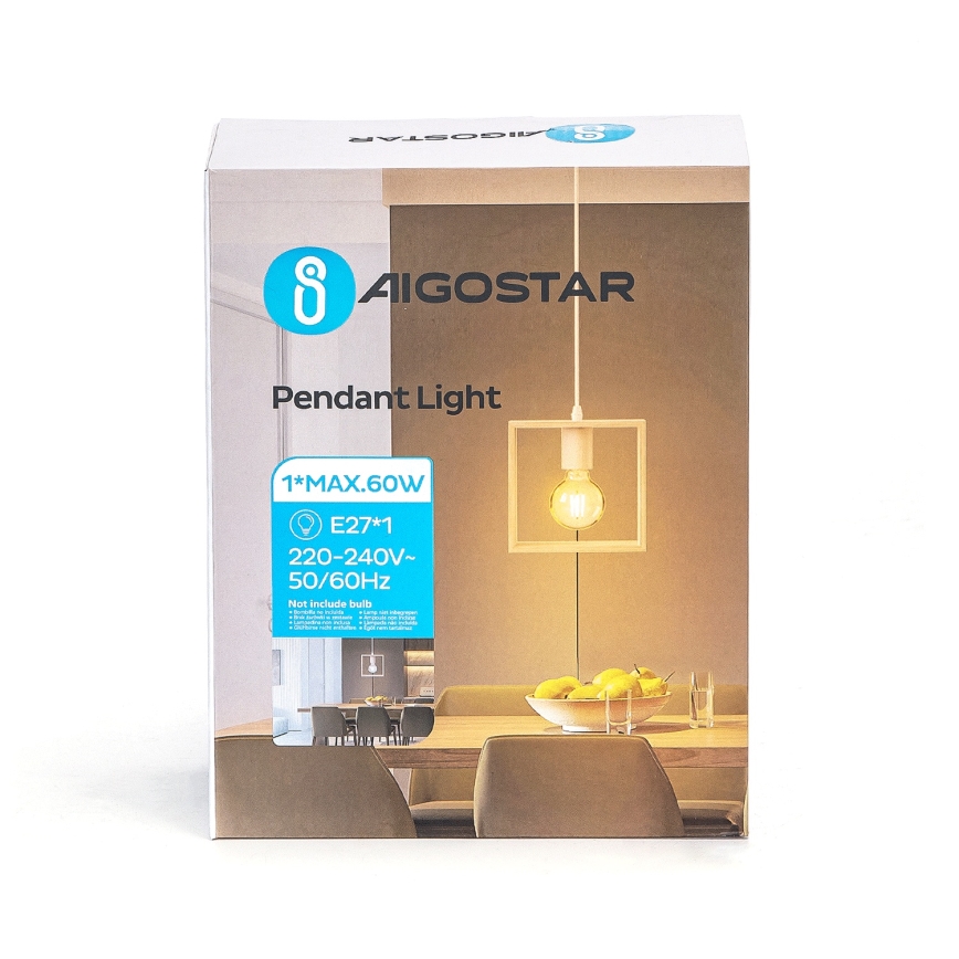 Aigostar - Деревянная люстра на тросе 1xE27/60W/230V сосна