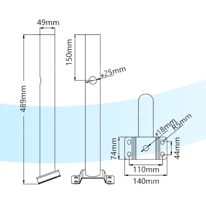 Aigostar - Держатель для уличного фонаря 48,9 см черный