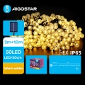Aigostar - Декоративна LED гірлянда на сонячній батареї 50xLED/8 функцій 12 м IP65 теплий білий