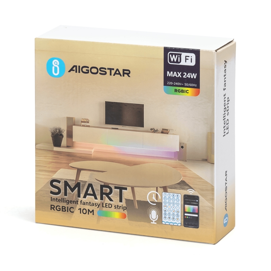 Aigostar - LED RGBIC диммируемая лента 10 м LED/24W/24V + дистанционное управление через Wi-Fi