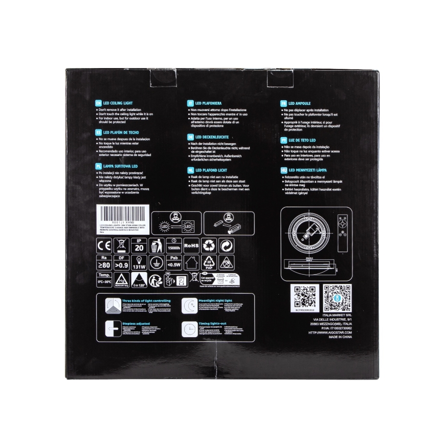 Aigostar - Диммируемый потолочный светильник LED/30W/230V 2700-6500K диам. 42,9 cm хром + пульт дистанционного управления