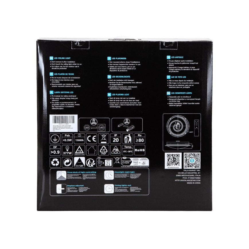 Aigostar - Диммируемый LED потолочный светильник 60 Вт / 230 В, 2700-6500 К, диаметр 52,7 см, хром + пульт дистанционного управления