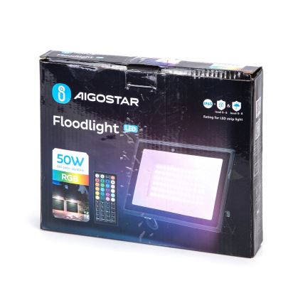 Aigostar - LED RGBW диммируемый прожектор LED/50 Вт/230 В IP65 + пульт дистанционного управления