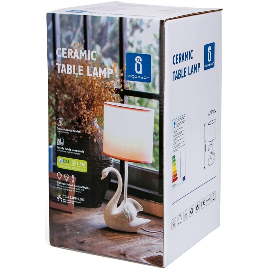 Aigostar - Дитячий нічник 1xE14/40W/230V лебідь білий