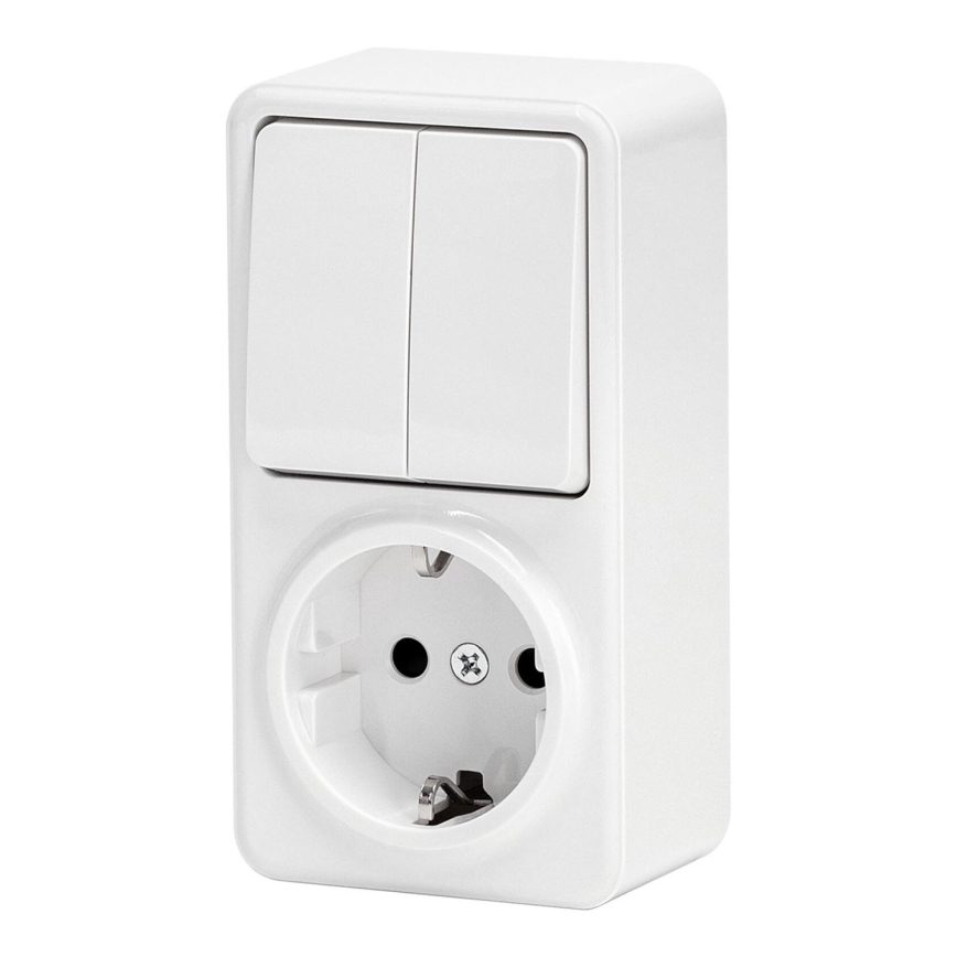 Aigostar - Домашній вимикач 2P з розеткою 1x10A/250V