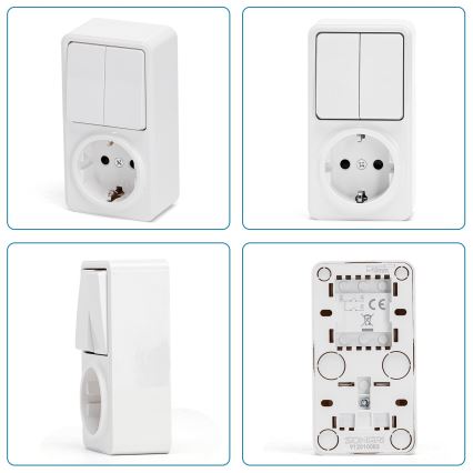 Aigostar - Домашній вимикач 2P з розеткою 1x10A/250V