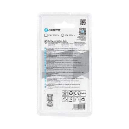 Aigostar - Домашній вимикач 2P з розеткою 1x10A/250V