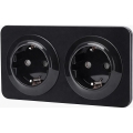 Aigostar - Домашня розетка в рамці, 2 розетки SCHUKO, 250V/16A, чорна