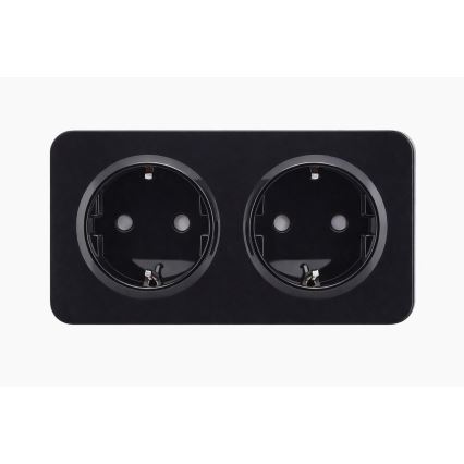 Aigostar - Домашня розетка в рамці, 2 розетки SCHUKO, 250V/16A, чорна