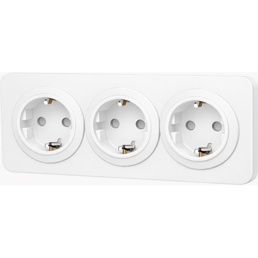 Aigostar - Домашня розетка з рамкою 3Z SCHUKO 250V/16A біла