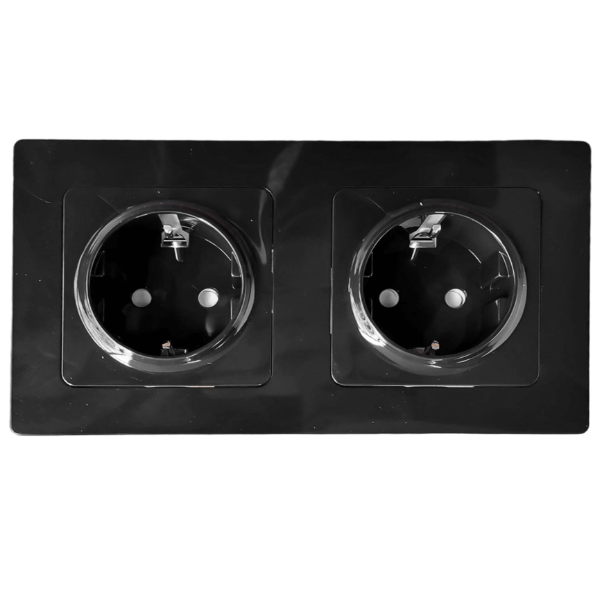 Aigostar - Двойная бытовая розетка с рамкой SCHUKO, 230 В/16 А, чёрная