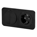 Aigostar - Двойной выключатель 6+6 и розетка SCHUKO 230 в чёрной рамке