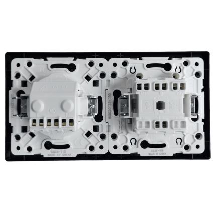 Aigostar - Двойной выключатель № 5 и розетка SCHUKO 230 В с рамкой, черная