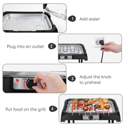 Aigostar - Електричний гриль з підставкою 2000W/230V чорний