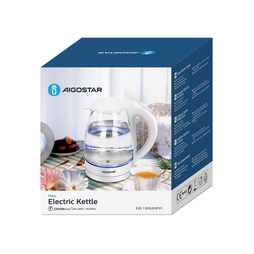 Aigostar - Электрочайник 1,7 л 2200W/230V белый