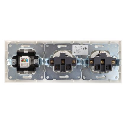 Aigostar - Ethernet-розетка и 2 розетки SCHUKO с рамкой белая