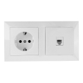Aigostar - Ethernet-розетка и розетка SCHUKO с рамкой белая
