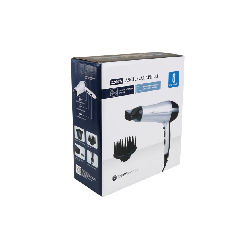 Aigostar - Фен 2200W/230V серебряный/черный