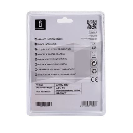 Aigostar - Инфракрасный датчик движения 230V белый