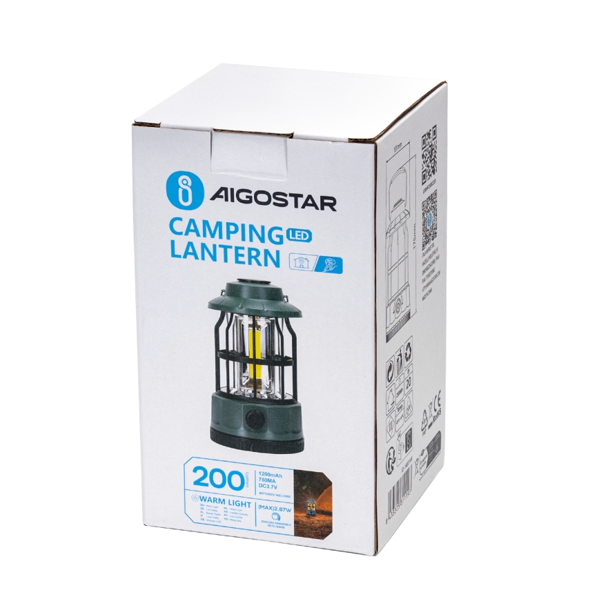 Aigostar -  LED акумуляторний ліхтарик з регулюванням яскравості для кемпінгу LED/2,87W/3,7V