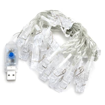 Aigostar - LED декоративна гірлянда 20xLED/5W/USB 6 м тепле біле світло
