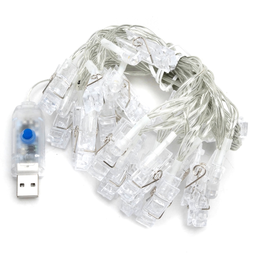 Aigostar - LED декоративна гірлянда 20xLED/5W/USB 6 м тепле біле світло