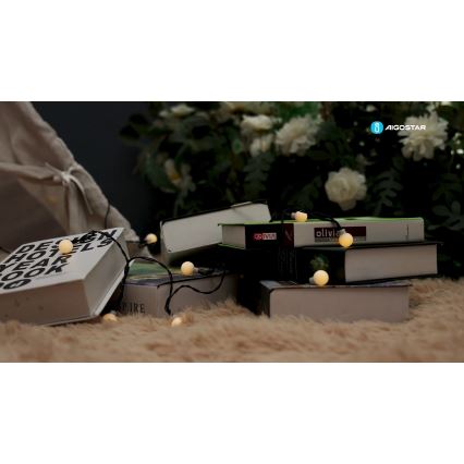 Aigostar - LED декоративна гірлянда на сонячній батареї 50xLED/8 функцій 12 м IP65 теплий білий