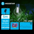 Aigostar - LED Декоративна гірлянда на сонячній батареї 10xLED/8 функцій 5,5 м IP65 холодний білий